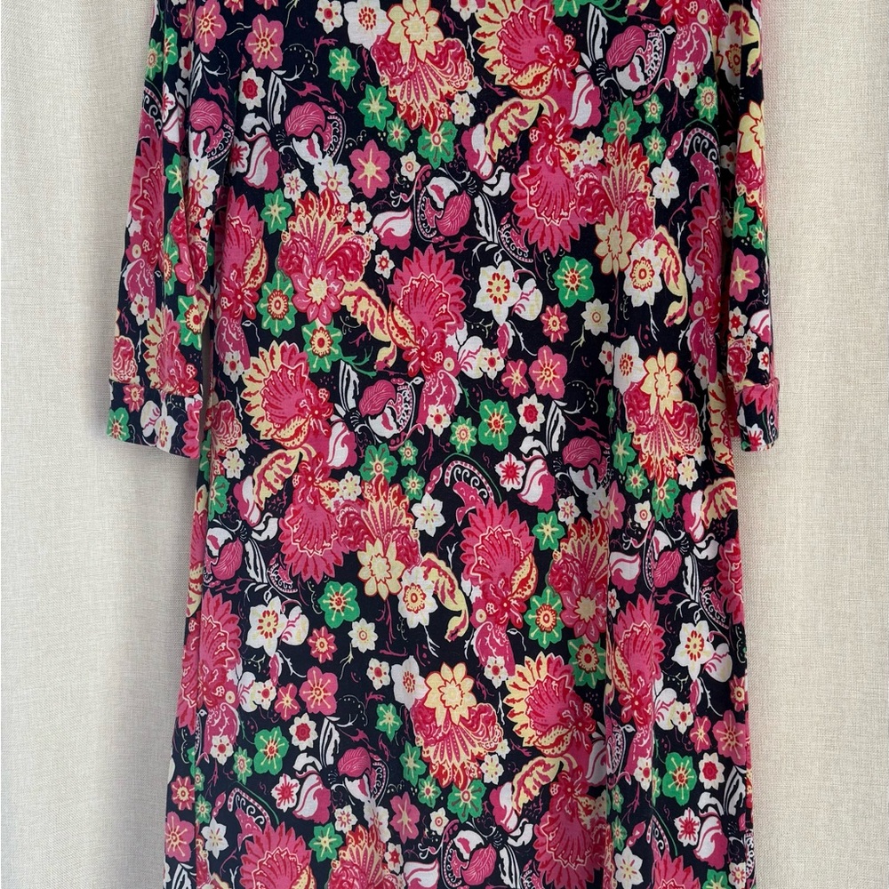 Floral Patterned Dress with Pink and Green Accents